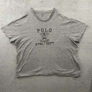 Polo Ralph Lauren Shirt Mens 4XB Big Gray Short Sleeve Crew Neck Cotton Preppy